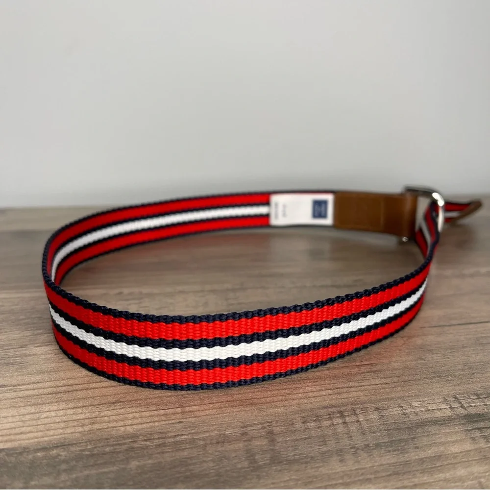 Boys Janie and & Jack red white‎ striped belt size 4-5